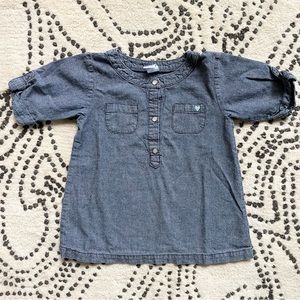 CARTER’S Chambray Toddler Top, short sleeves, buttons 3T